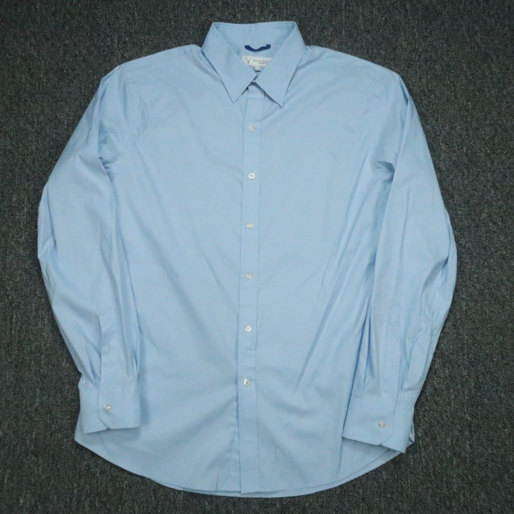 Teddy Stratford Shirt Men XL Blue Zip Fit Oxford‎ Long Sleeve Lightweight